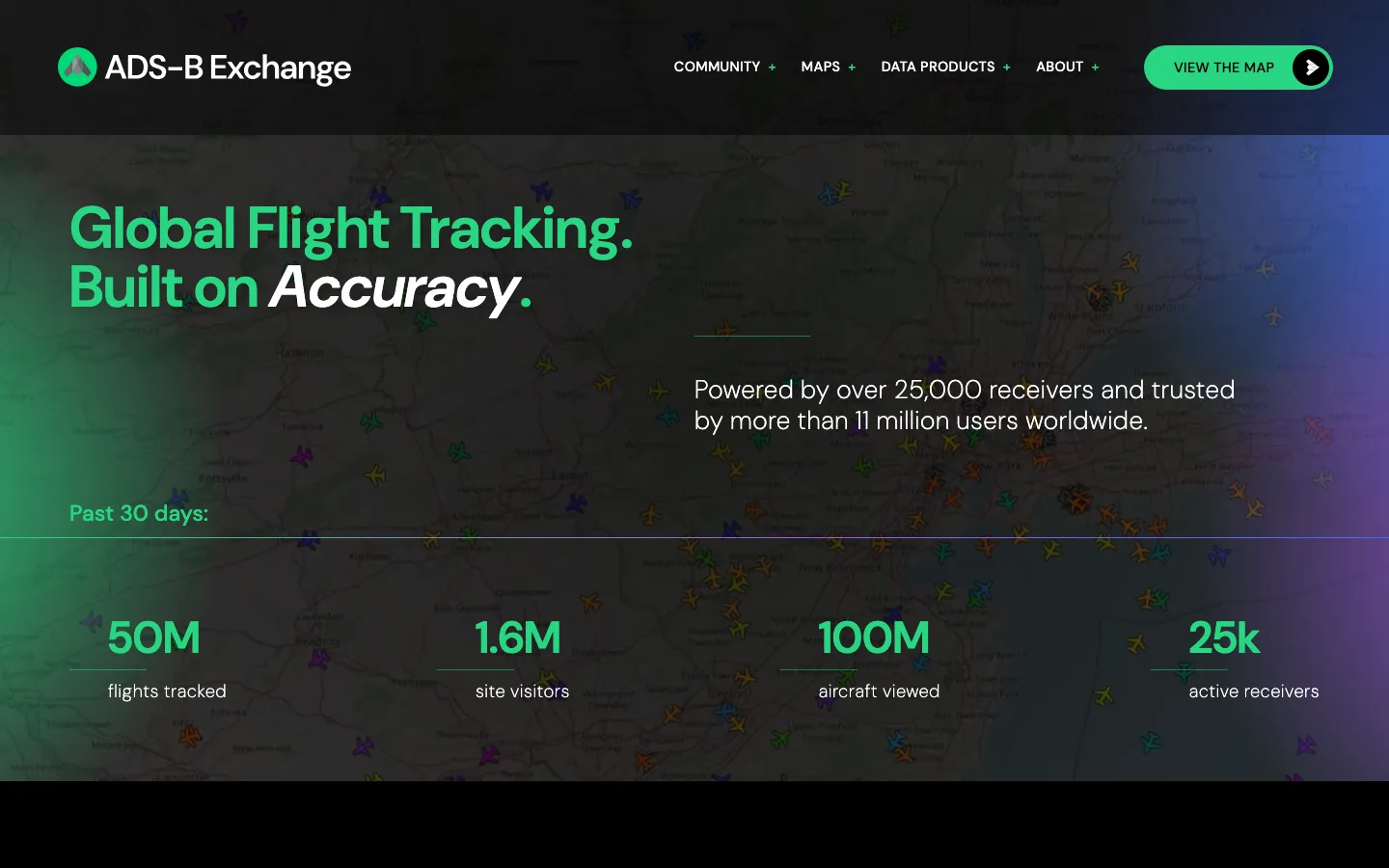 ADS-B Exchange official-page screenshot