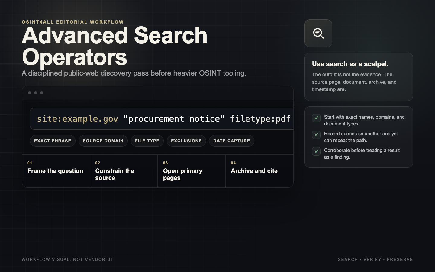 Advanced Search Operators Workflow interface preview