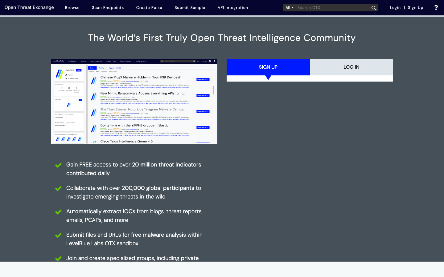 AlienVault OTX interface preview