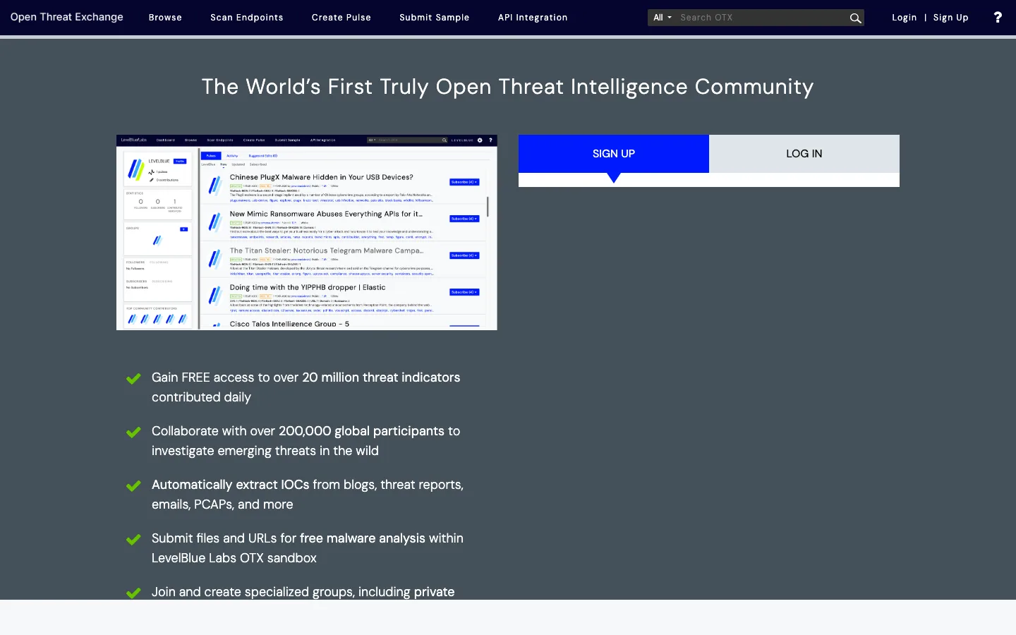 AlienVault OTX interface preview