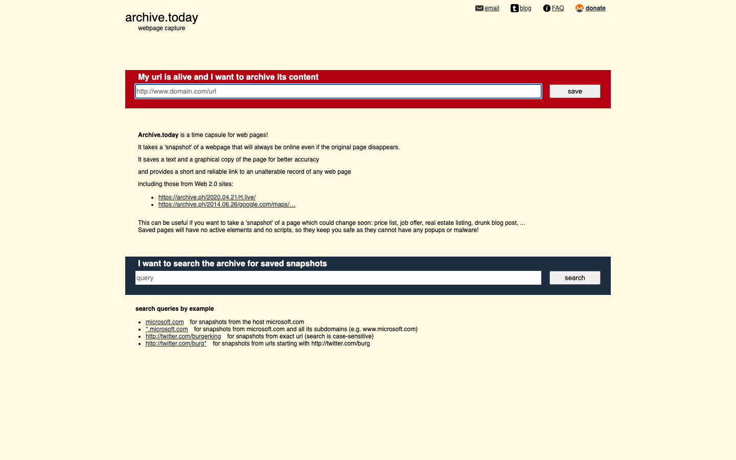 Archive.today interface preview