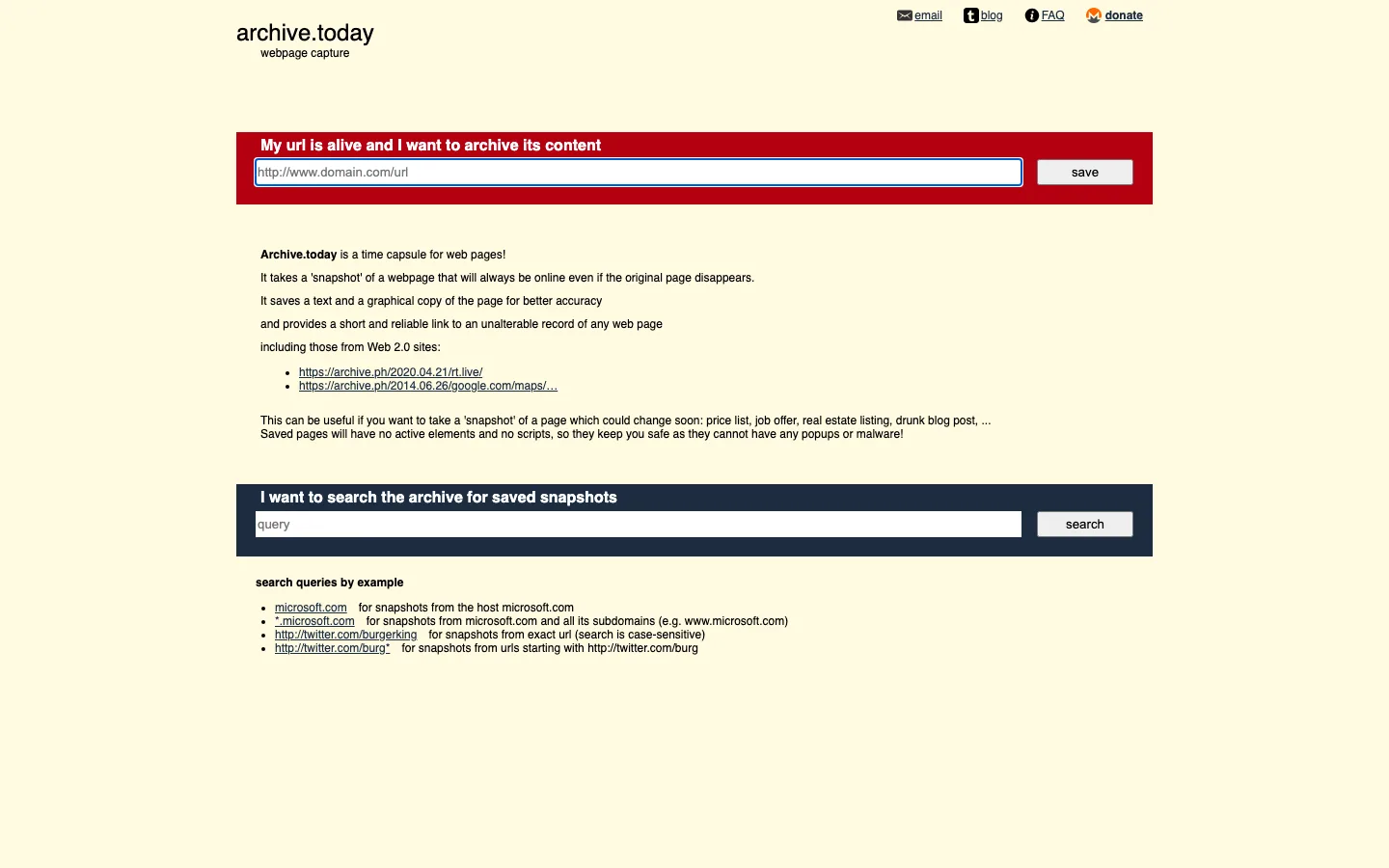 Archive.today interface preview