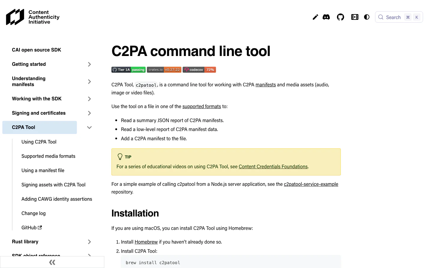 c2patool official-page screenshot