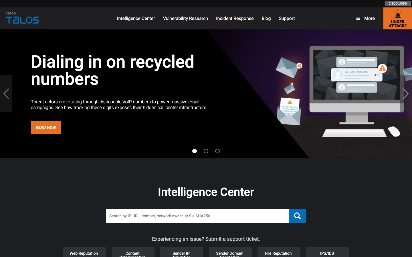 Cisco Talos Intelligence interface preview