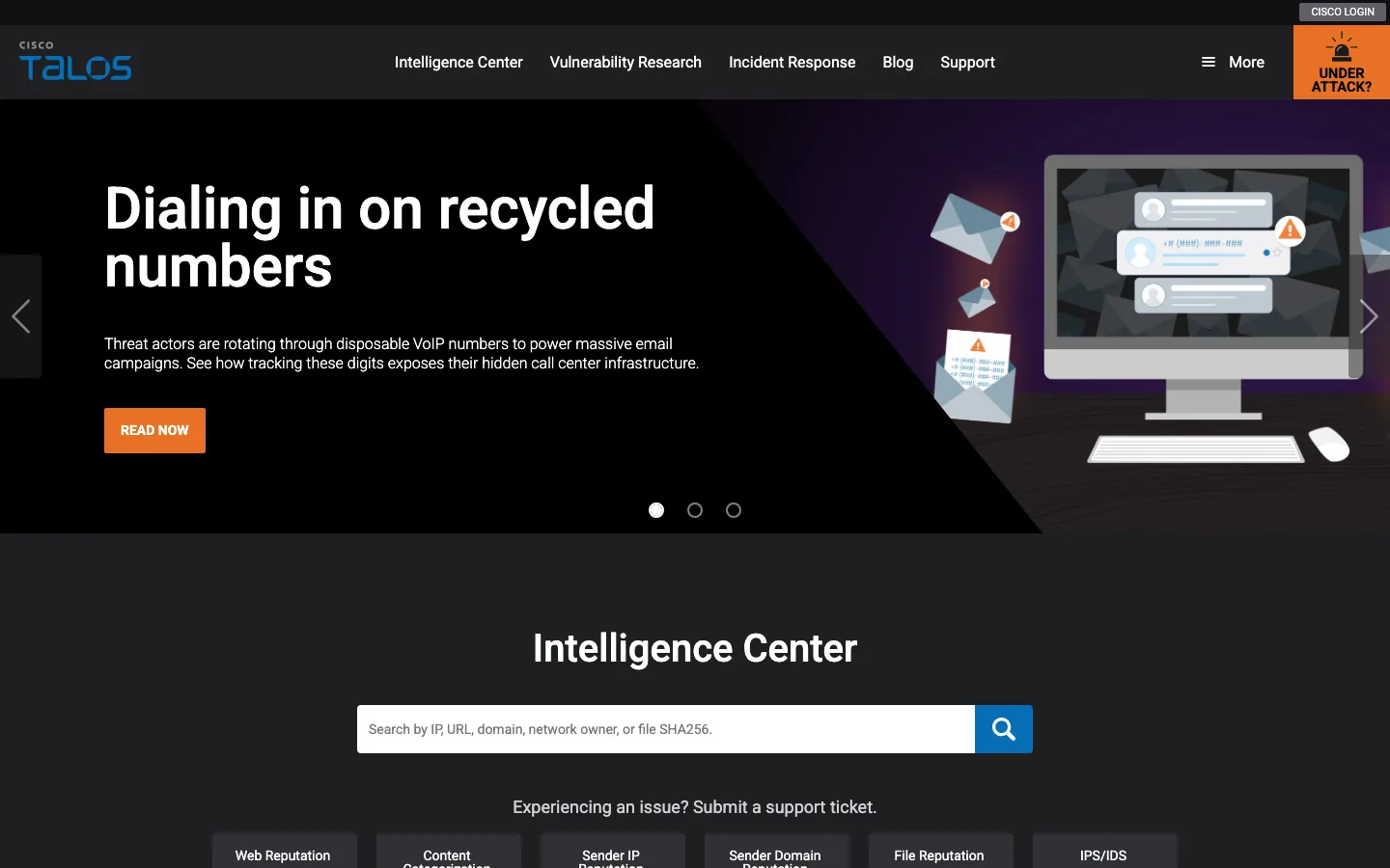 Cisco Talos Intelligence interface preview