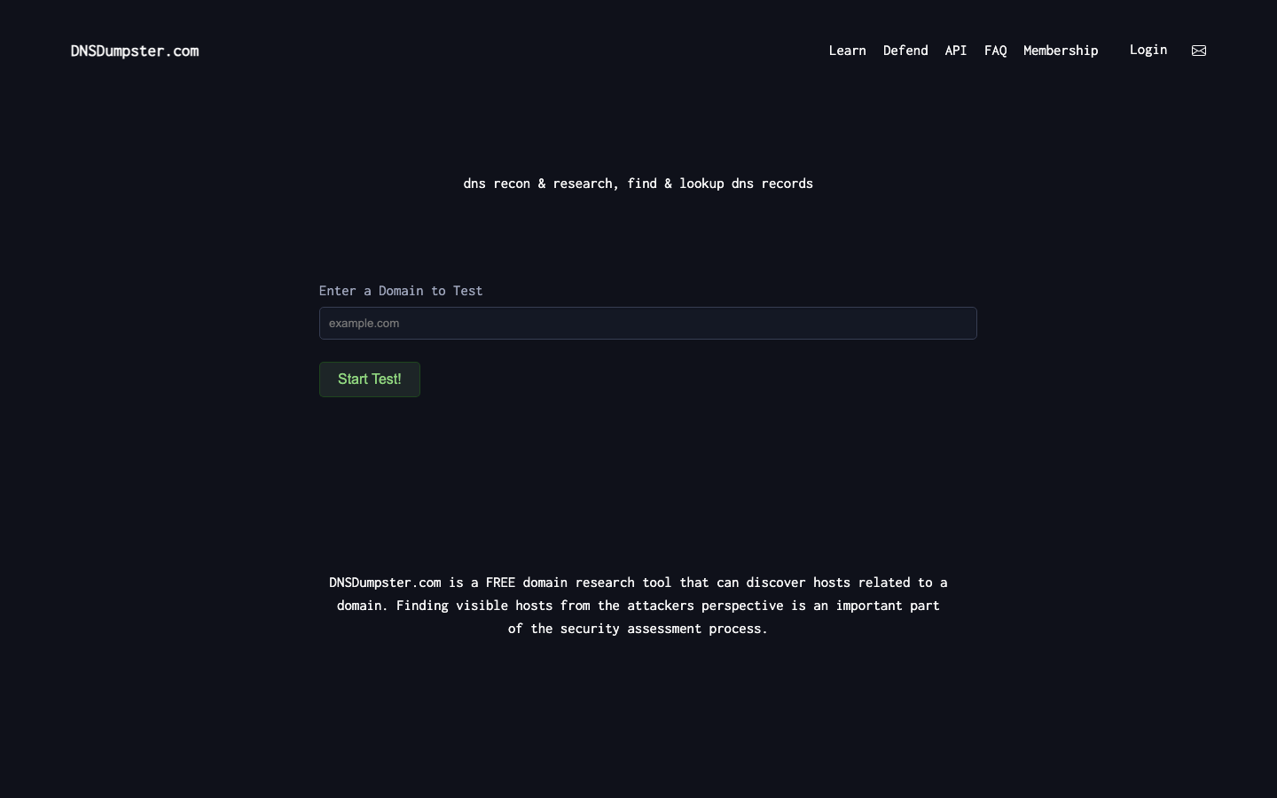 DNSDumpster interface preview