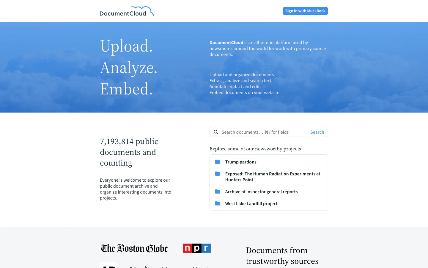 DocumentCloud official-page screenshot