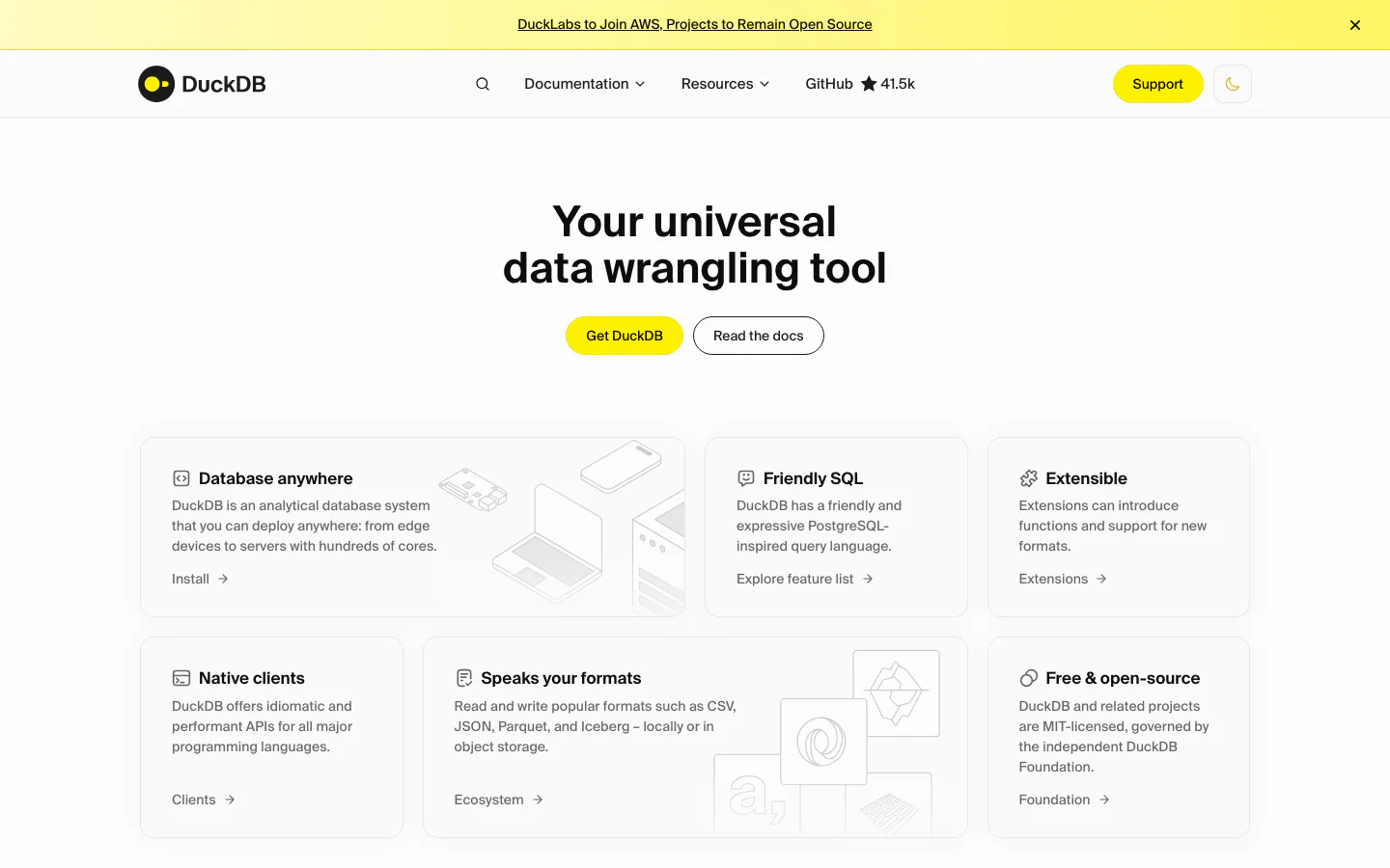 DuckDB official-page screenshot