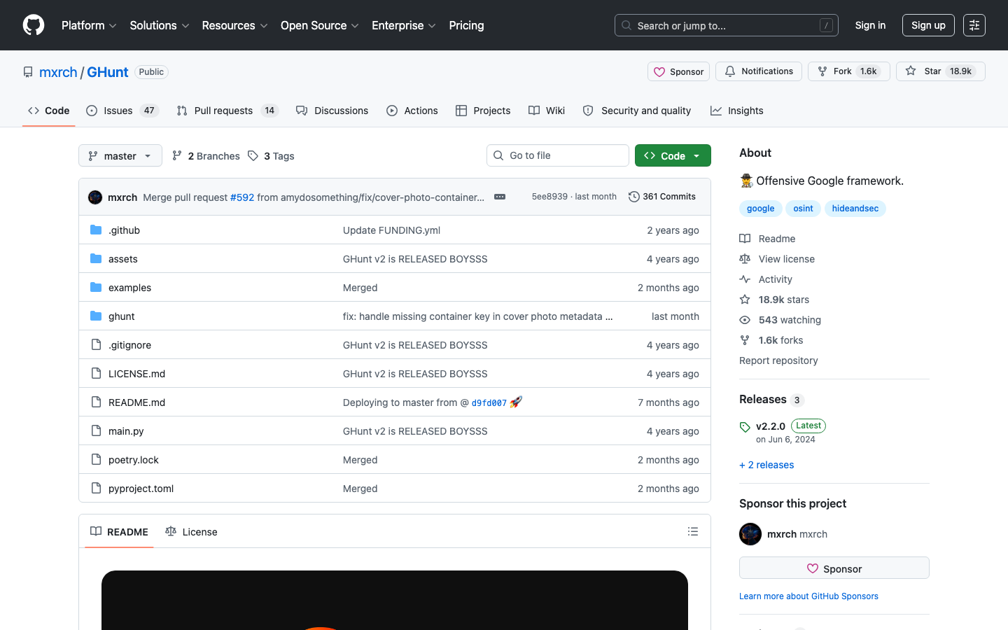 GHunt interface preview