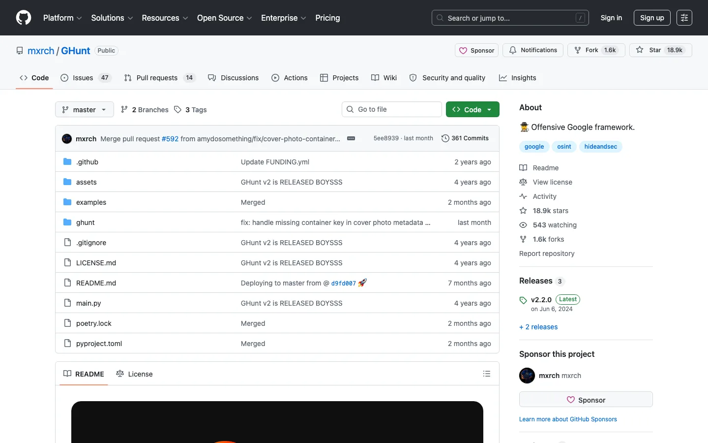 GHunt interface preview