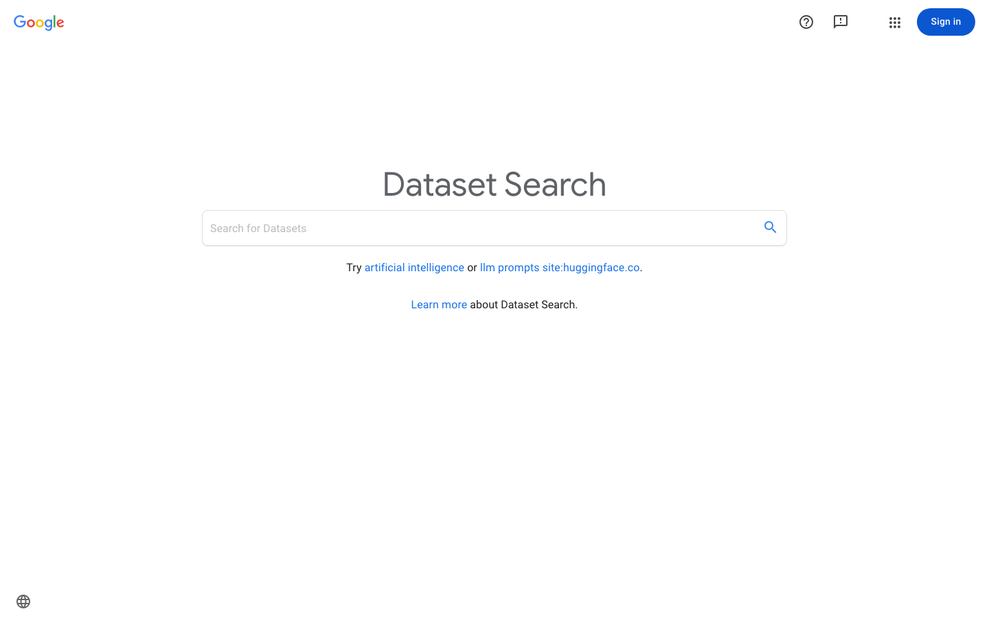 Google Dataset Search interface preview