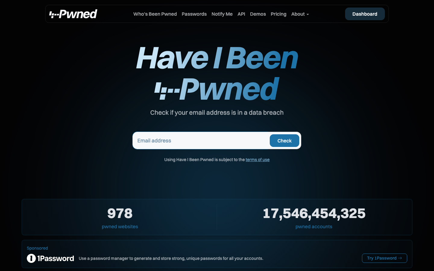 Have I Been Pwned interface preview
