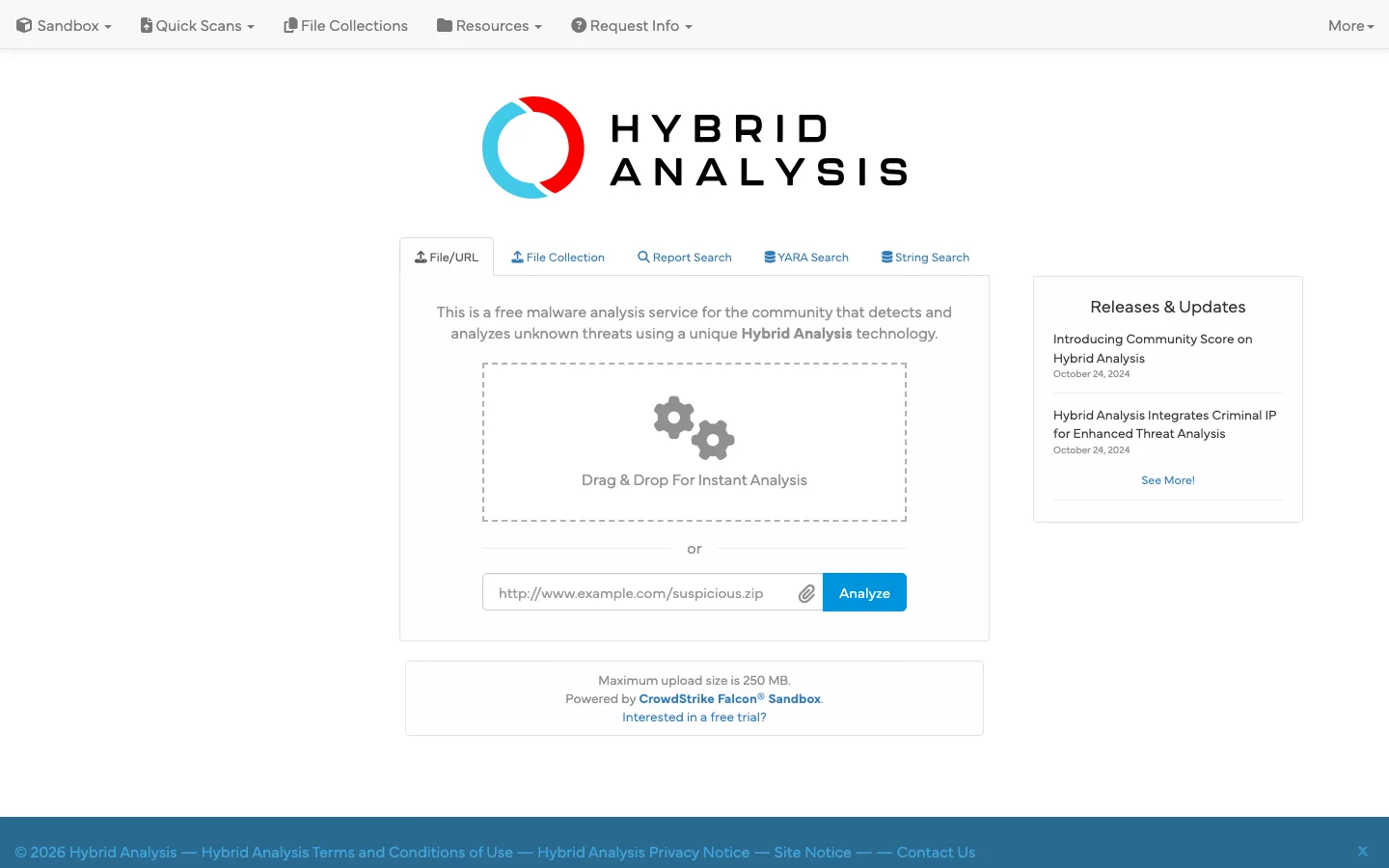 Hybrid Analysis interface preview