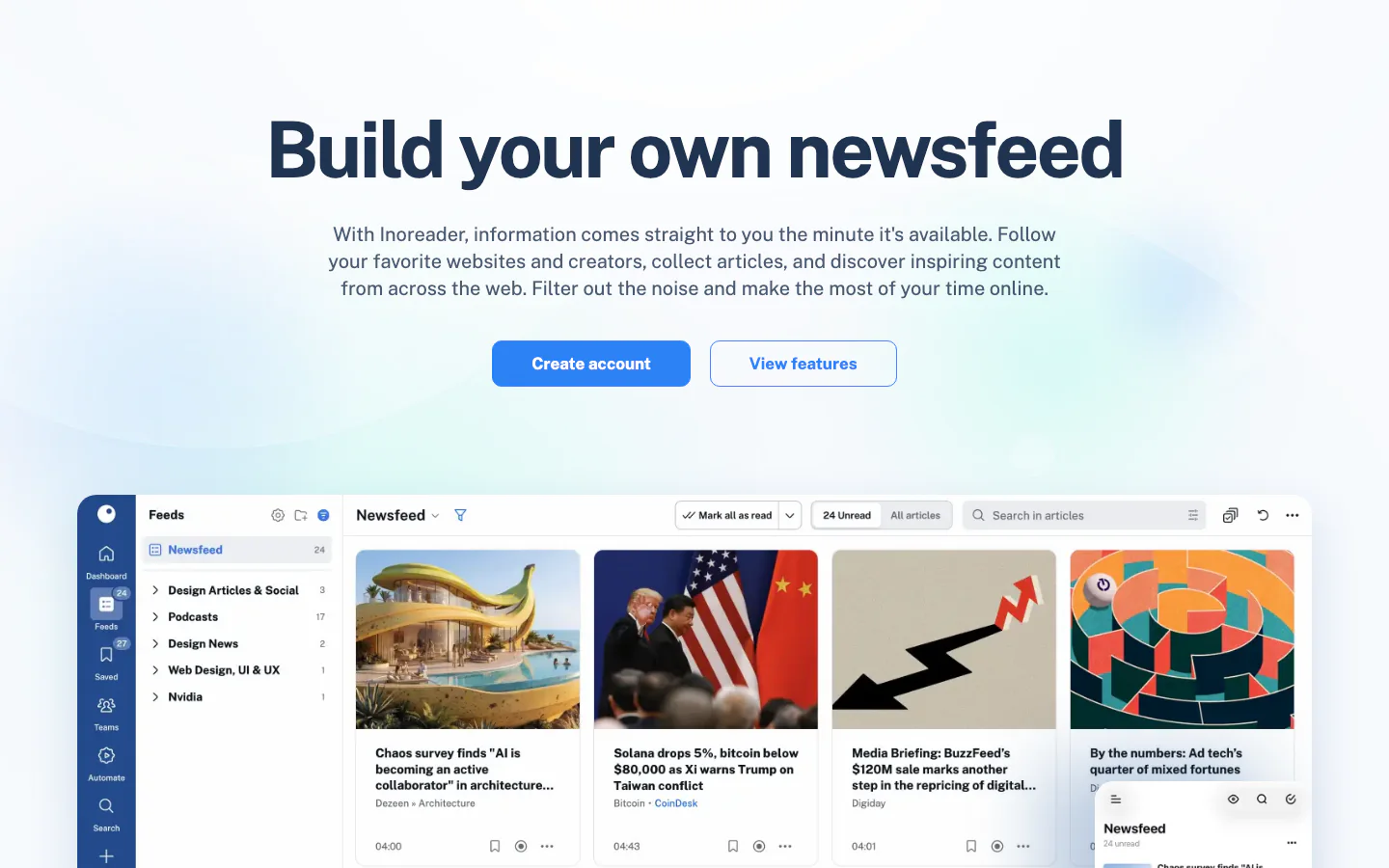 Inoreader official-page screenshot