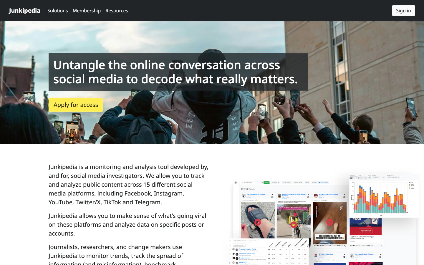 Junkipedia official-page screenshot