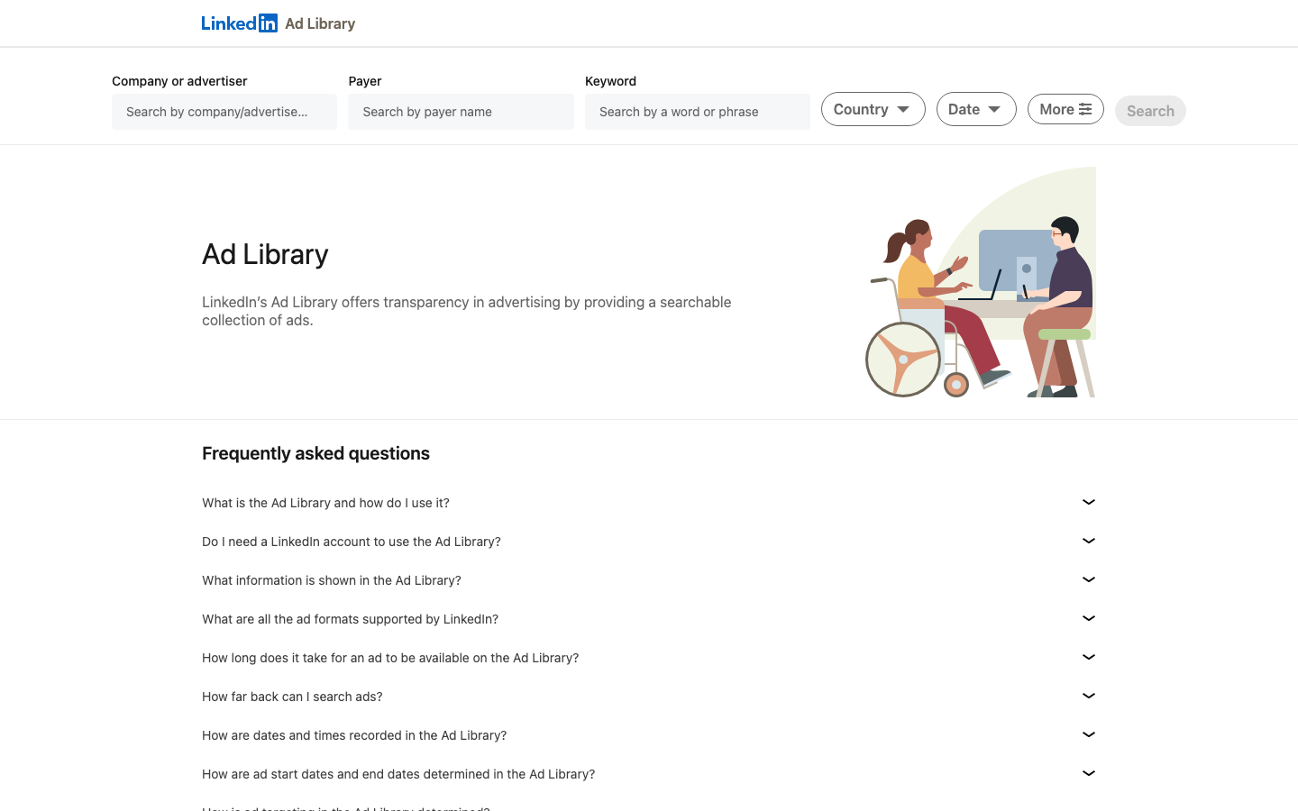 LinkedIn Ad Library interface preview