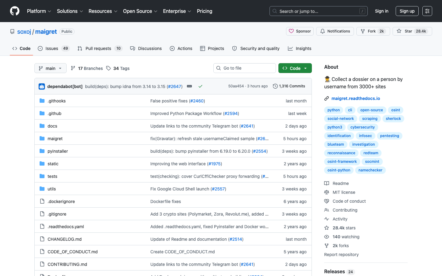 Maigret interface preview