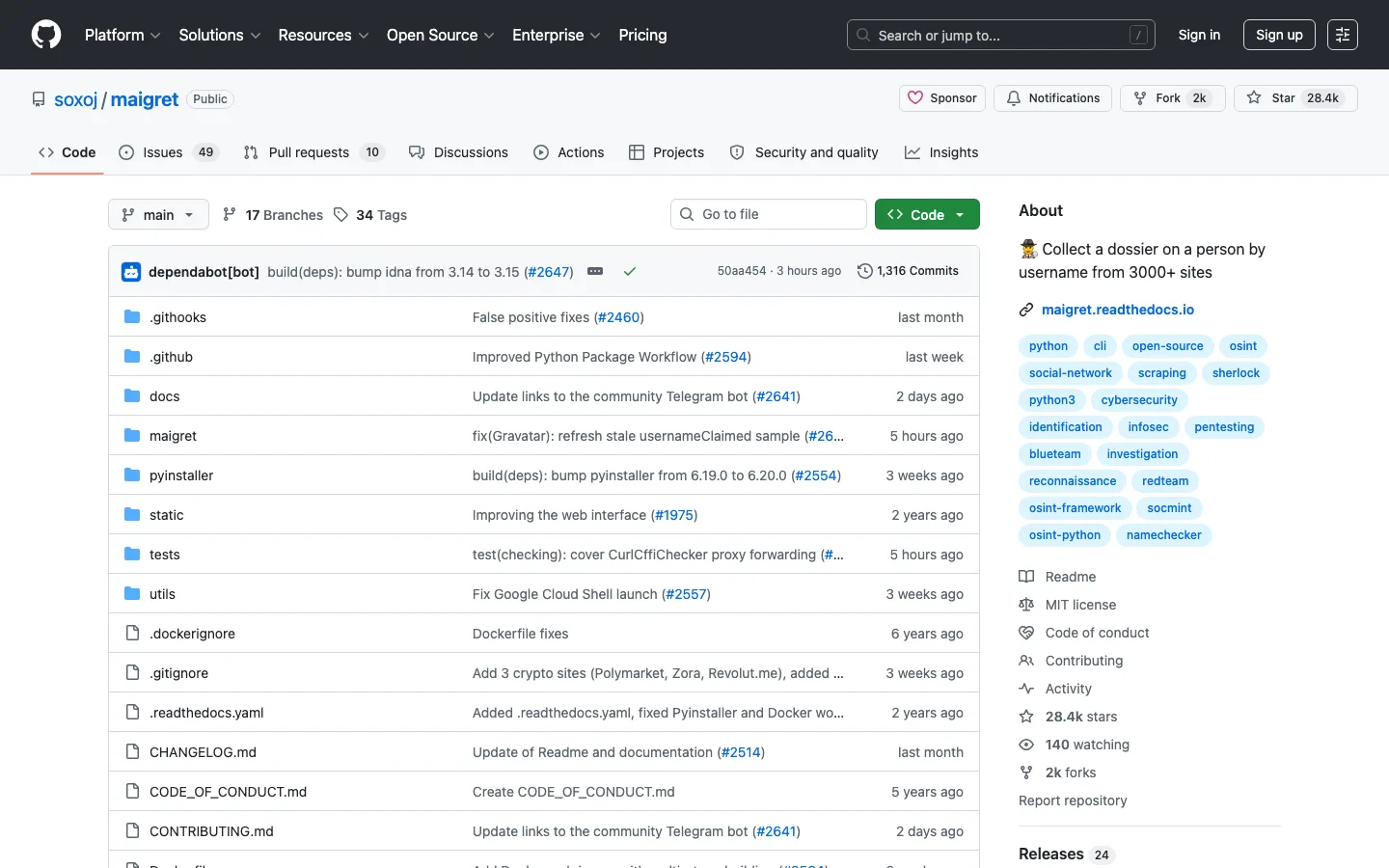 Maigret interface preview