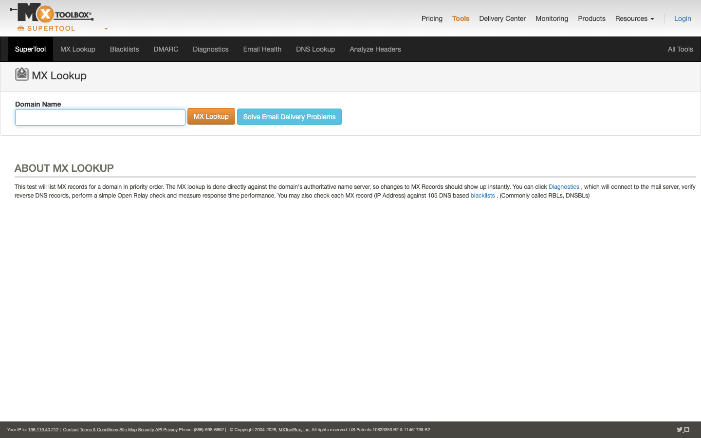 MXToolbox interface preview