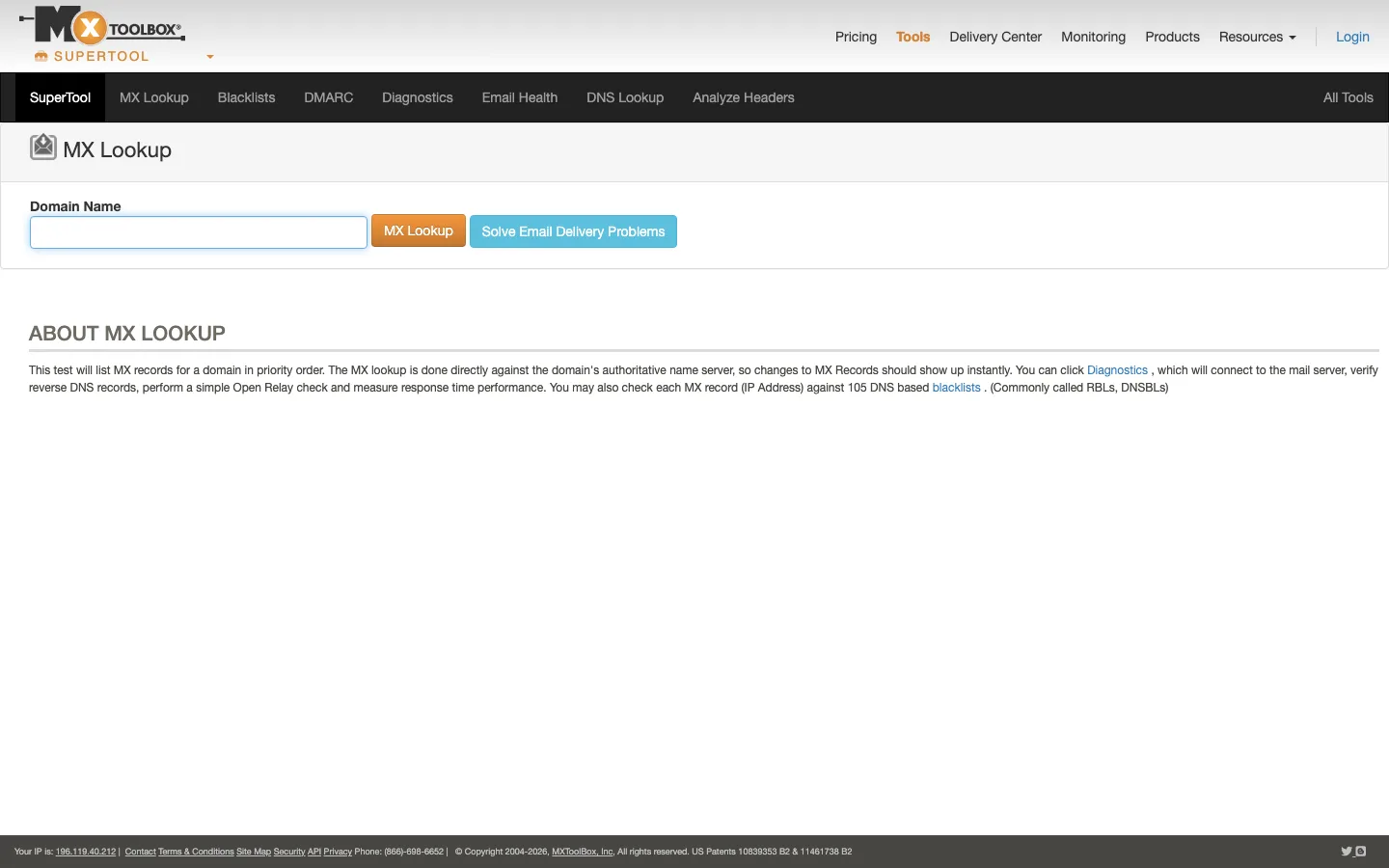 MXToolbox interface preview