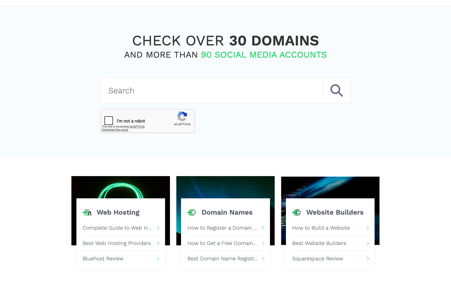 Namechk interface preview
