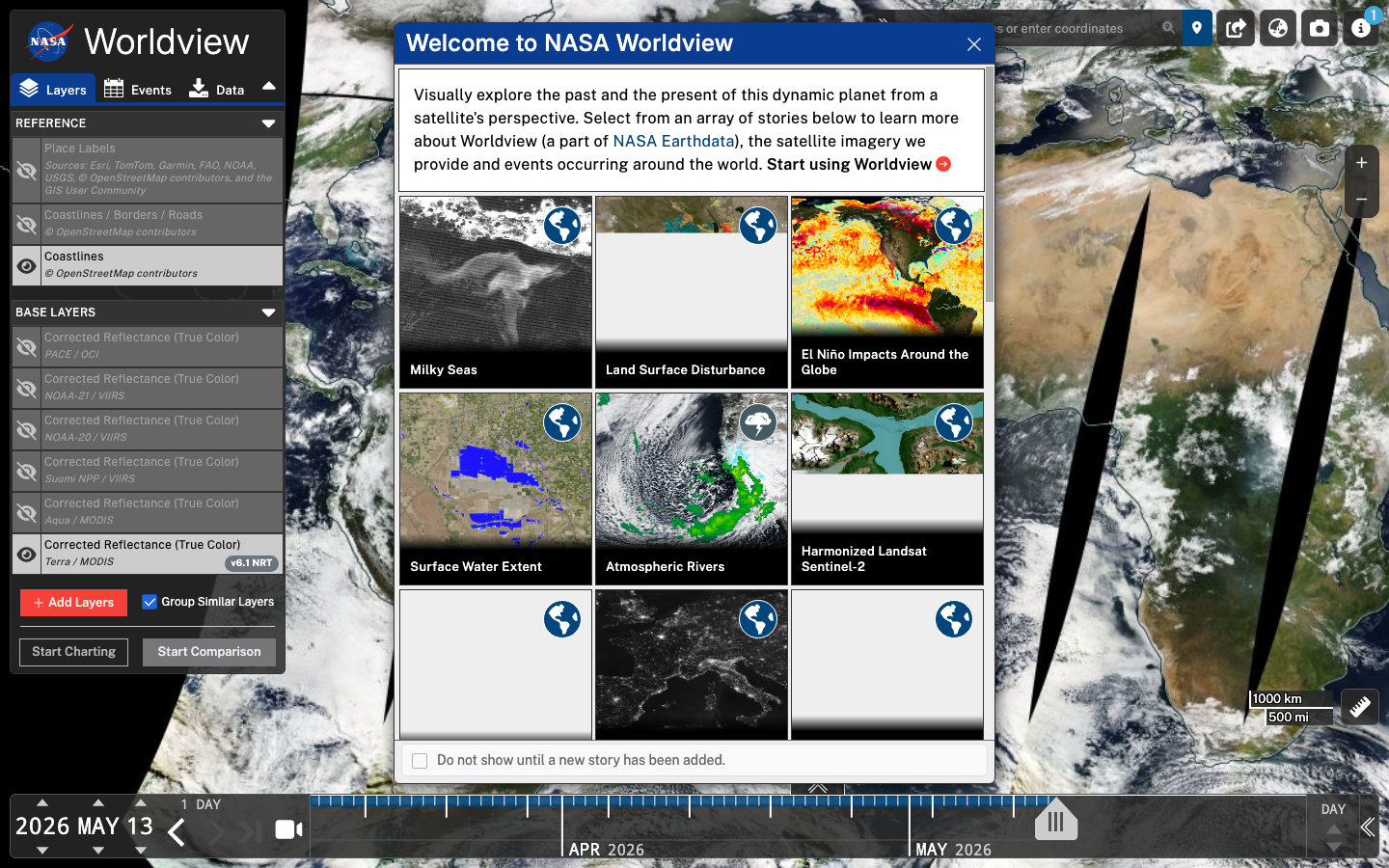 NASA Worldview interface preview