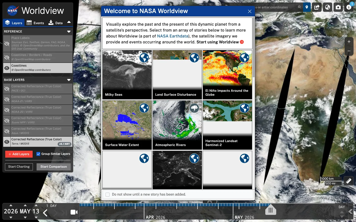 NASA Worldview interface preview