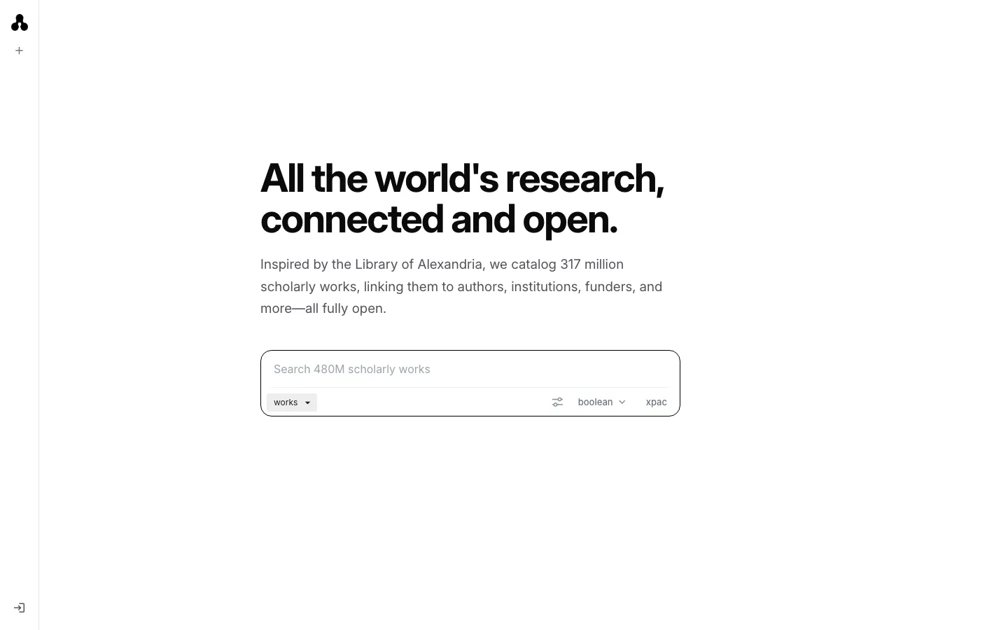 OpenAlex official-page screenshot
