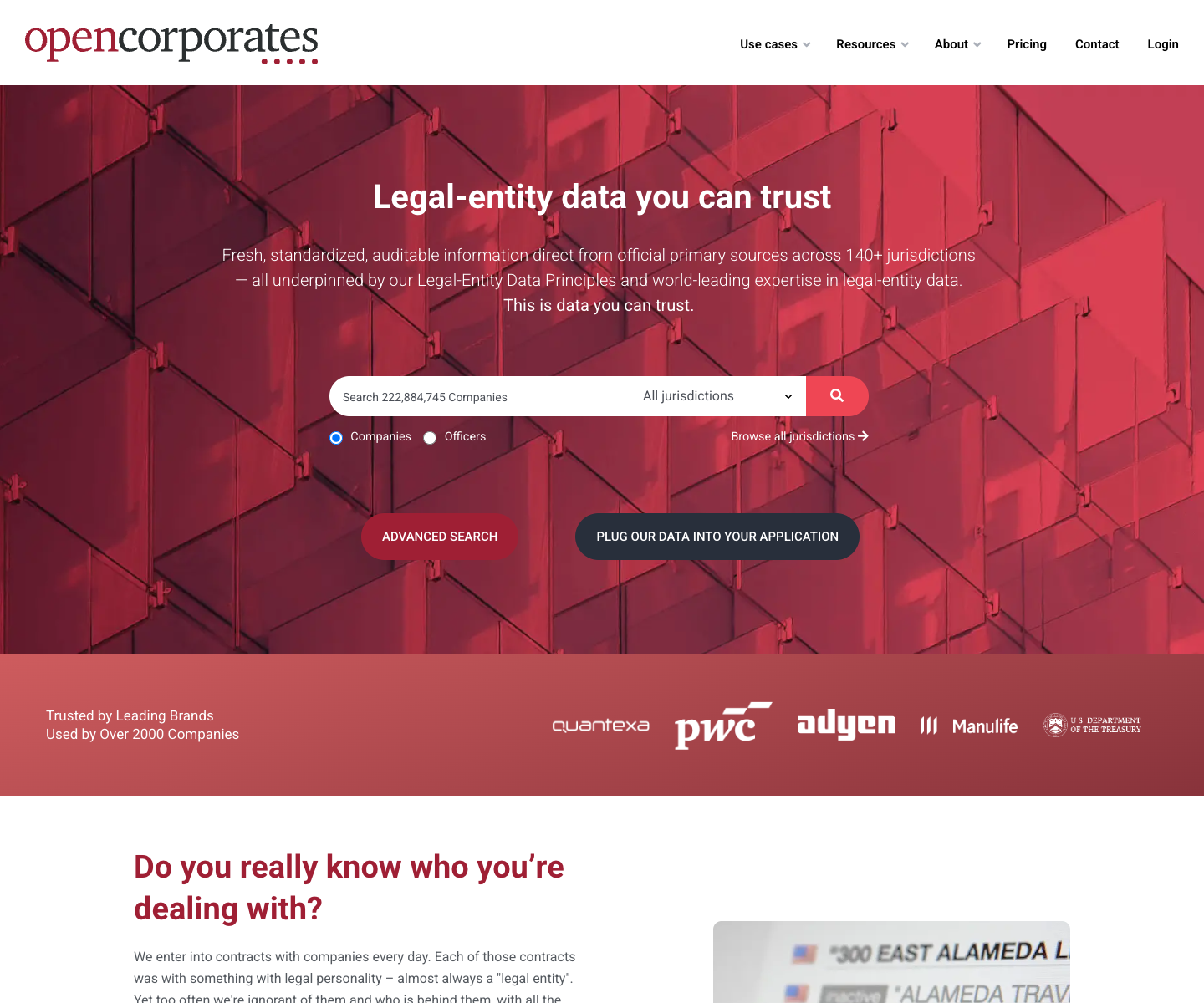 OpenCorporates interface preview