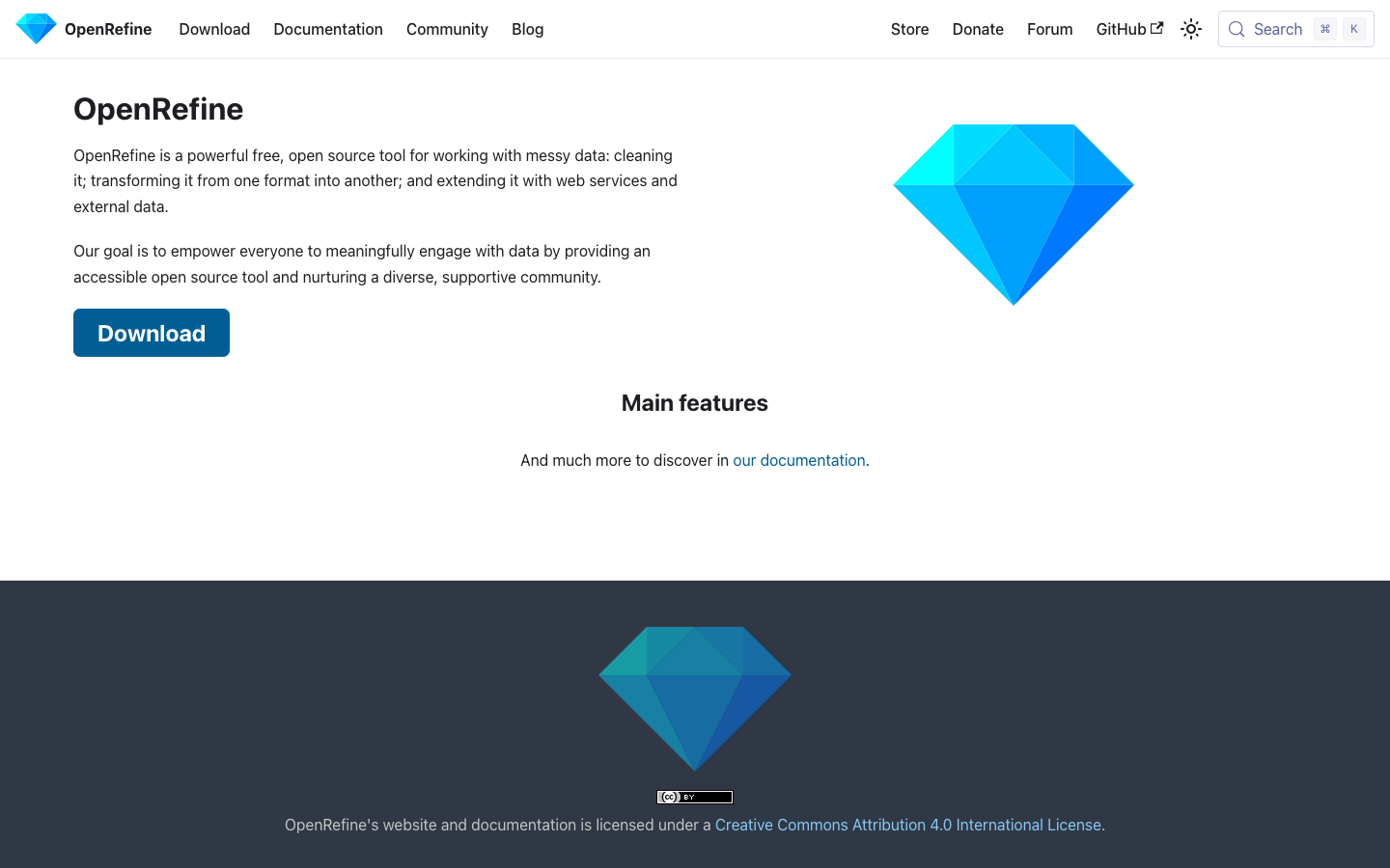 OpenRefine interface preview