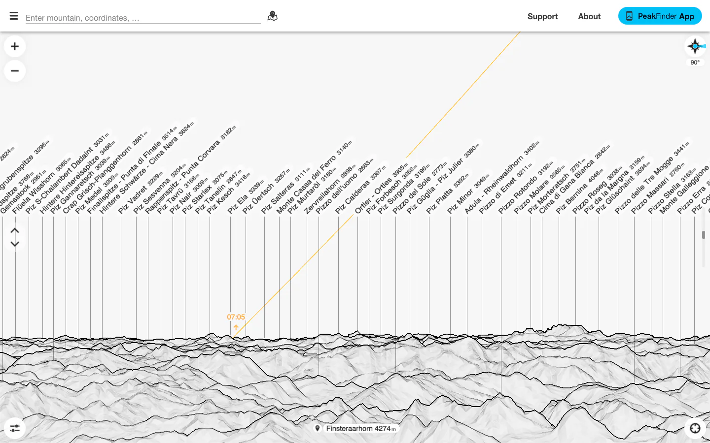 PeakFinder official-page screenshot