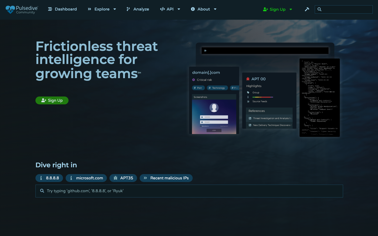 Pulsedive interface preview