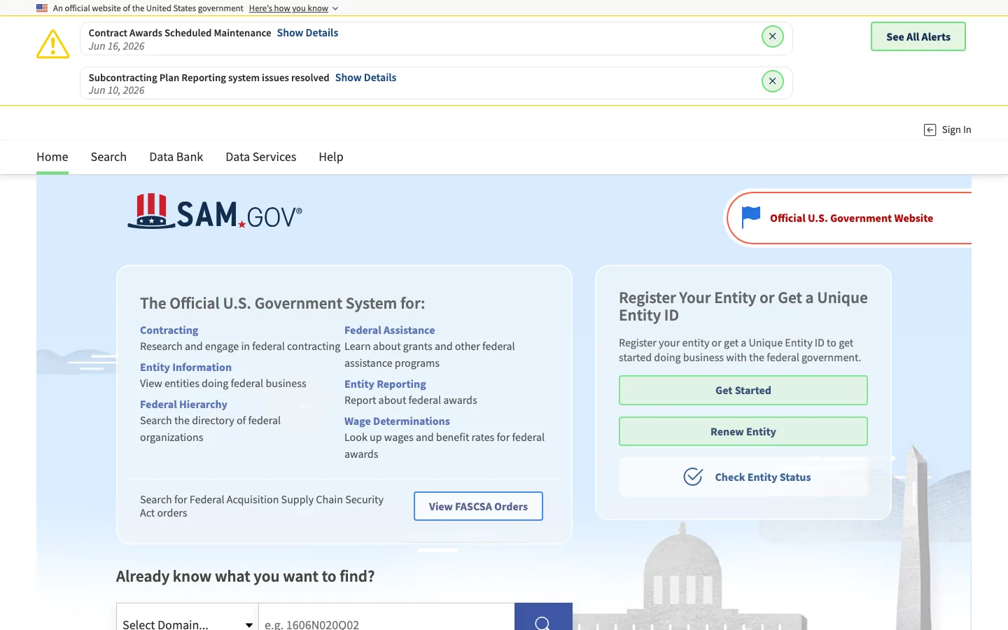SAM.gov official-page screenshot