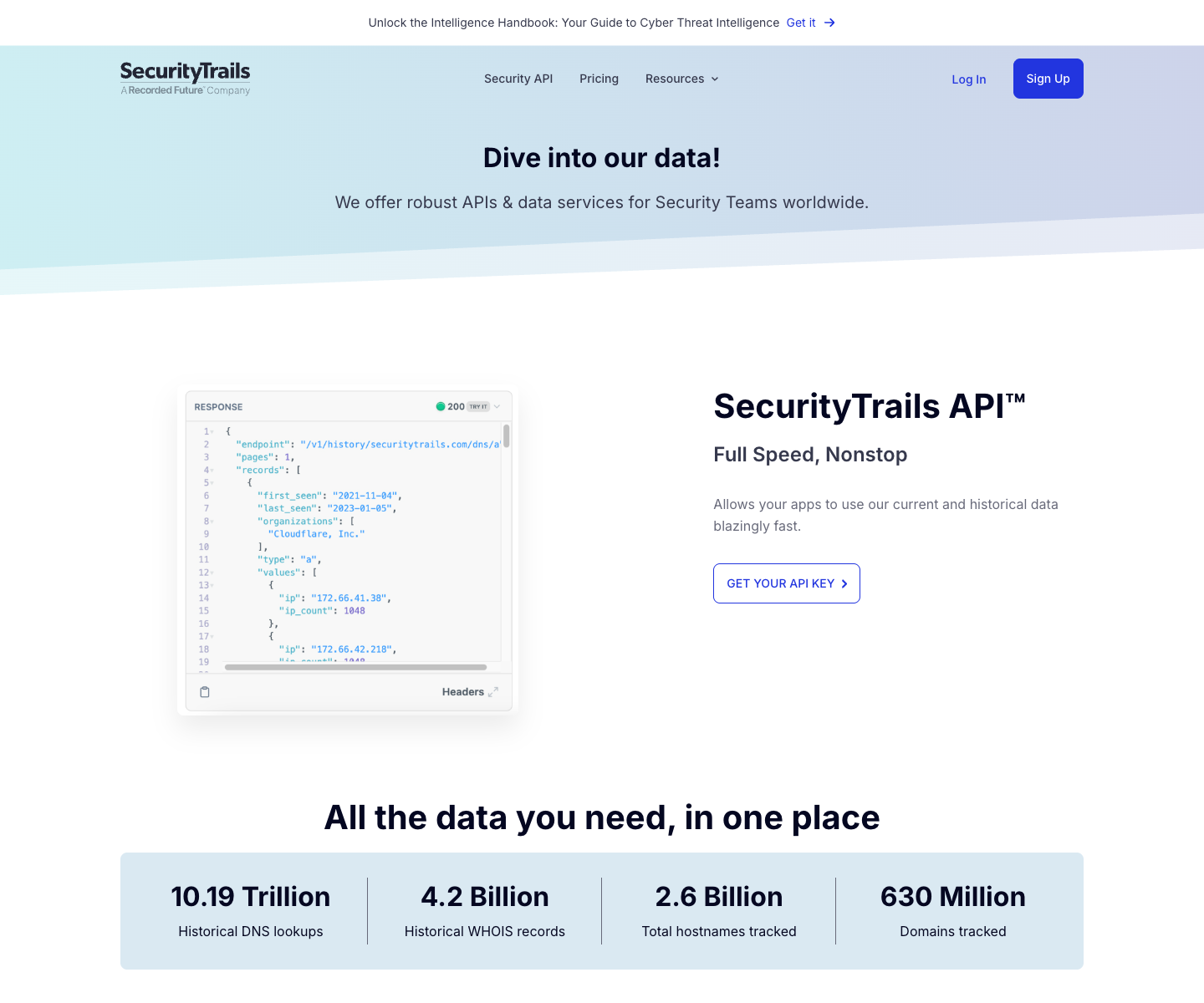 SecurityTrails interface preview