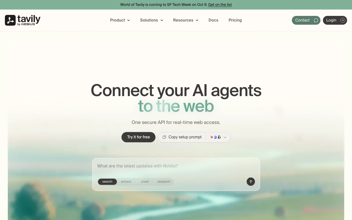 Tavily official-page screenshot