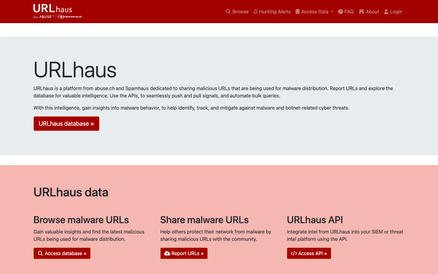 URLhaus interface preview
