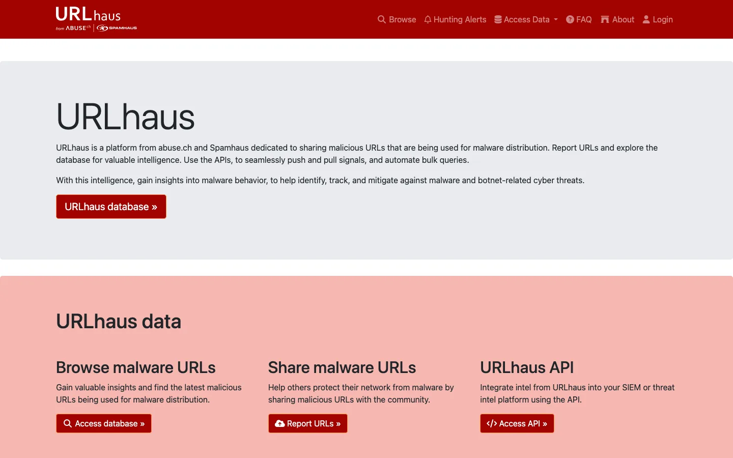 URLhaus interface preview