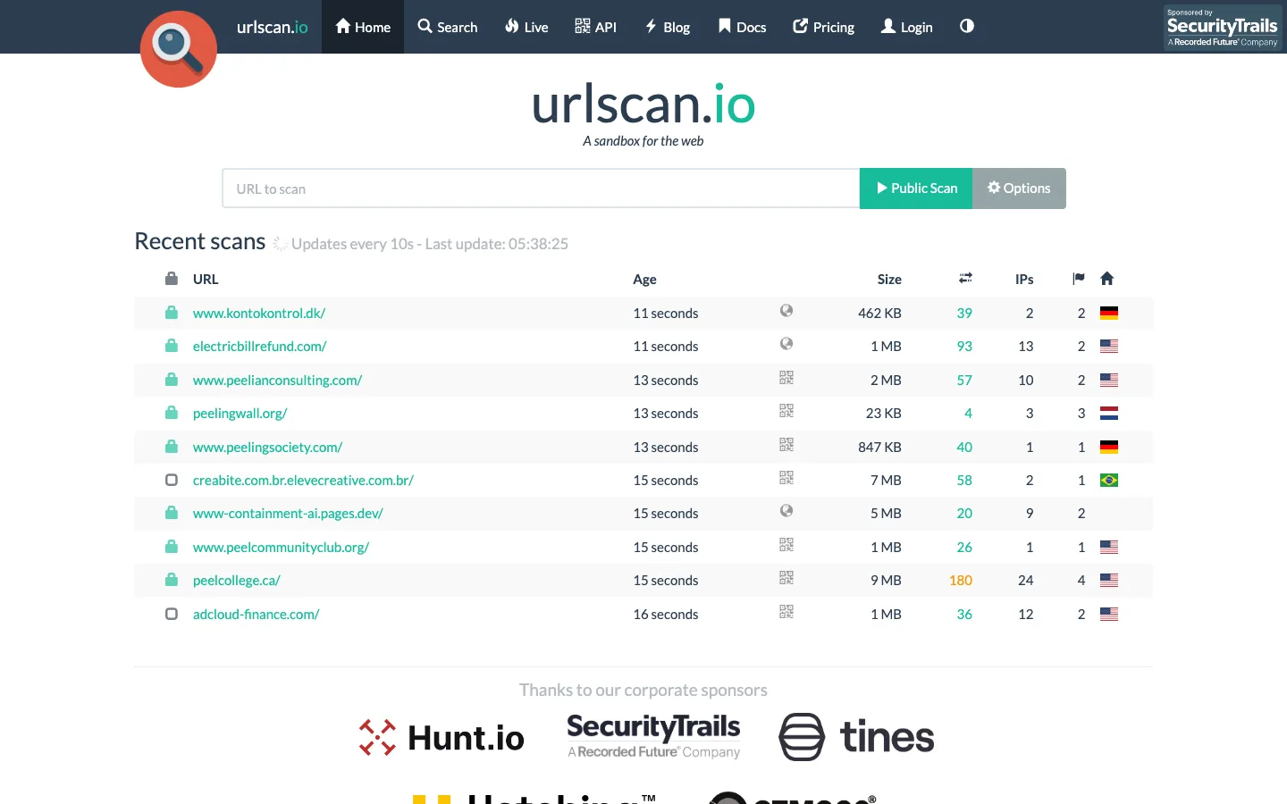 urlscan.io profile preview