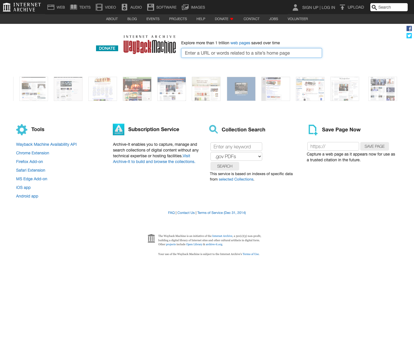 Wayback Machine interface preview
