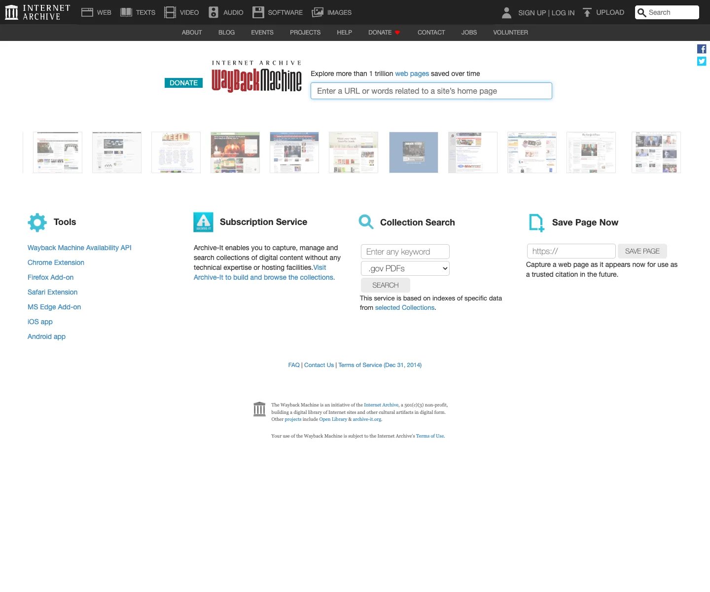 Wayback Machine profile preview