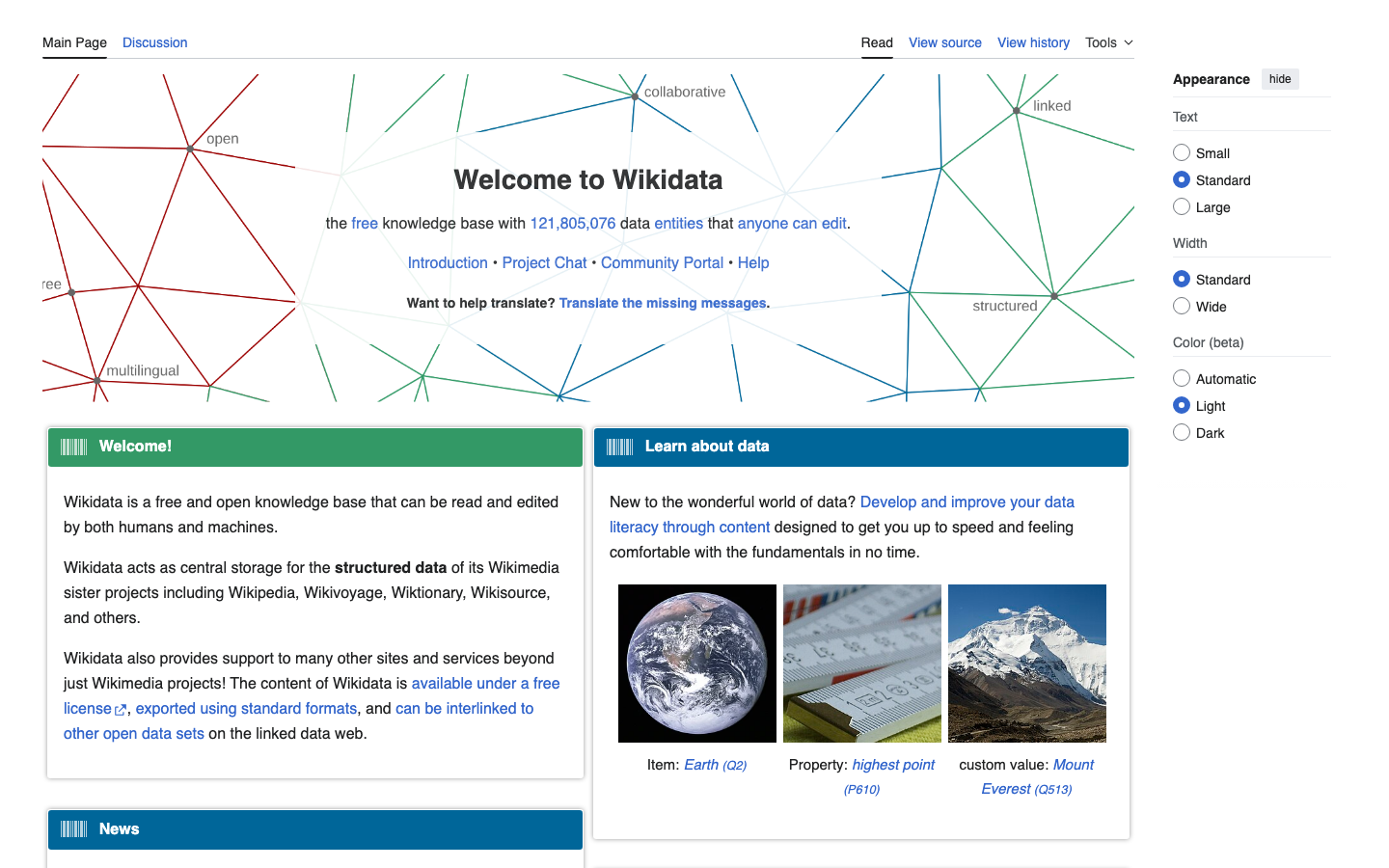 Wikidata interface preview