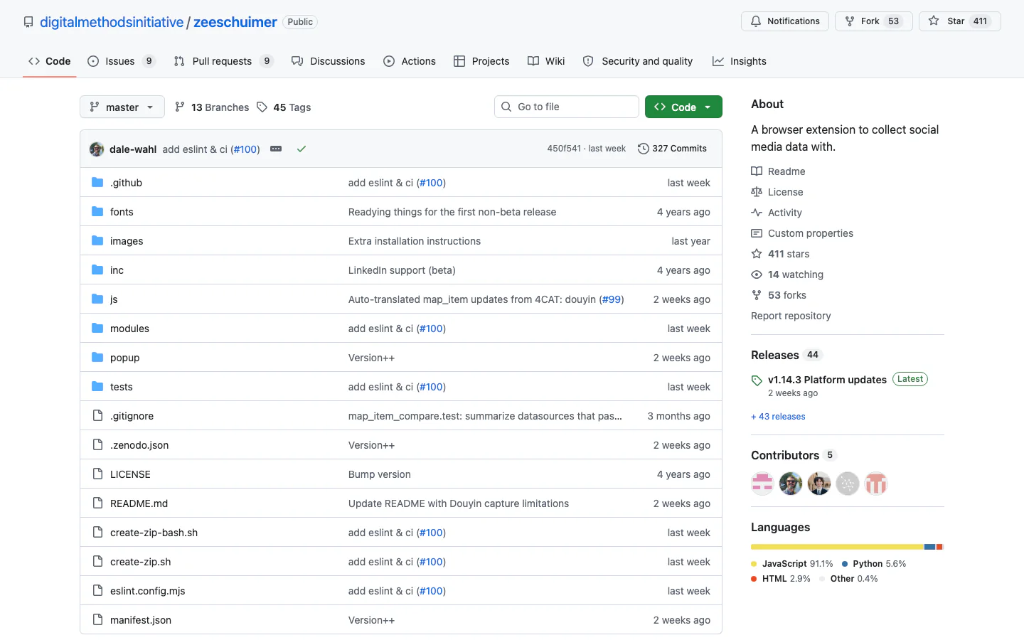 Zeeschuimer repository screenshot