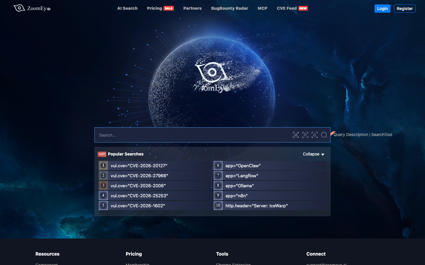 ZoomEye interface preview